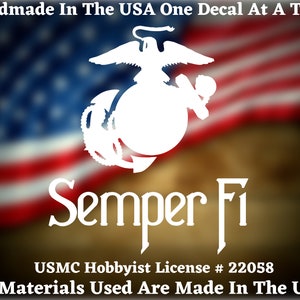 USMC U.S. Marine Corps Semper Fi Eagle Globe and Anchor EGA  Die Cut Vinyl Decal Bumper Sticker  Made In America