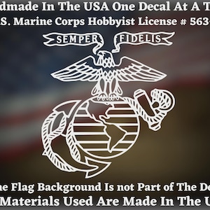 Large Semper Fidelis Marine Corps Eagle Globe and Anchor Vinyl Decal United States Marine Corps Custom Car Truck Van Window Vinyl Decal