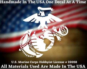U.S. Marine Corps Eagle Globe and Anchor Die Cut Vinyl Decal Bumper Sticker USMC Made In The USA USA Seller