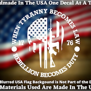 When Tyranny Becomes Law Rebellion Becomes Duty With AR 1776 2nd Amendment Car Truck Bumper Sticker Vinyl Decal USA Seller