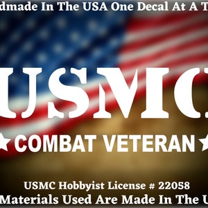 USMC Combat Veteran United States Marine Corps Custom Car Truck Van Window or Bumper Sticker Vinyl Decal