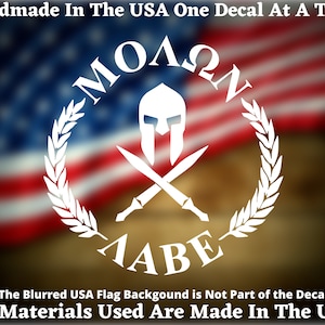 MOLON LABE Spartan Helmet with crossed swords 2nd Amendment Rights vinyl decal, 2A Bumper sticker, Window decal, Made In America