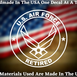 United States Air Force Retired #2 Car Truck Van Window or Bumper Sticker Vinyl Decal USA Seller Made In America