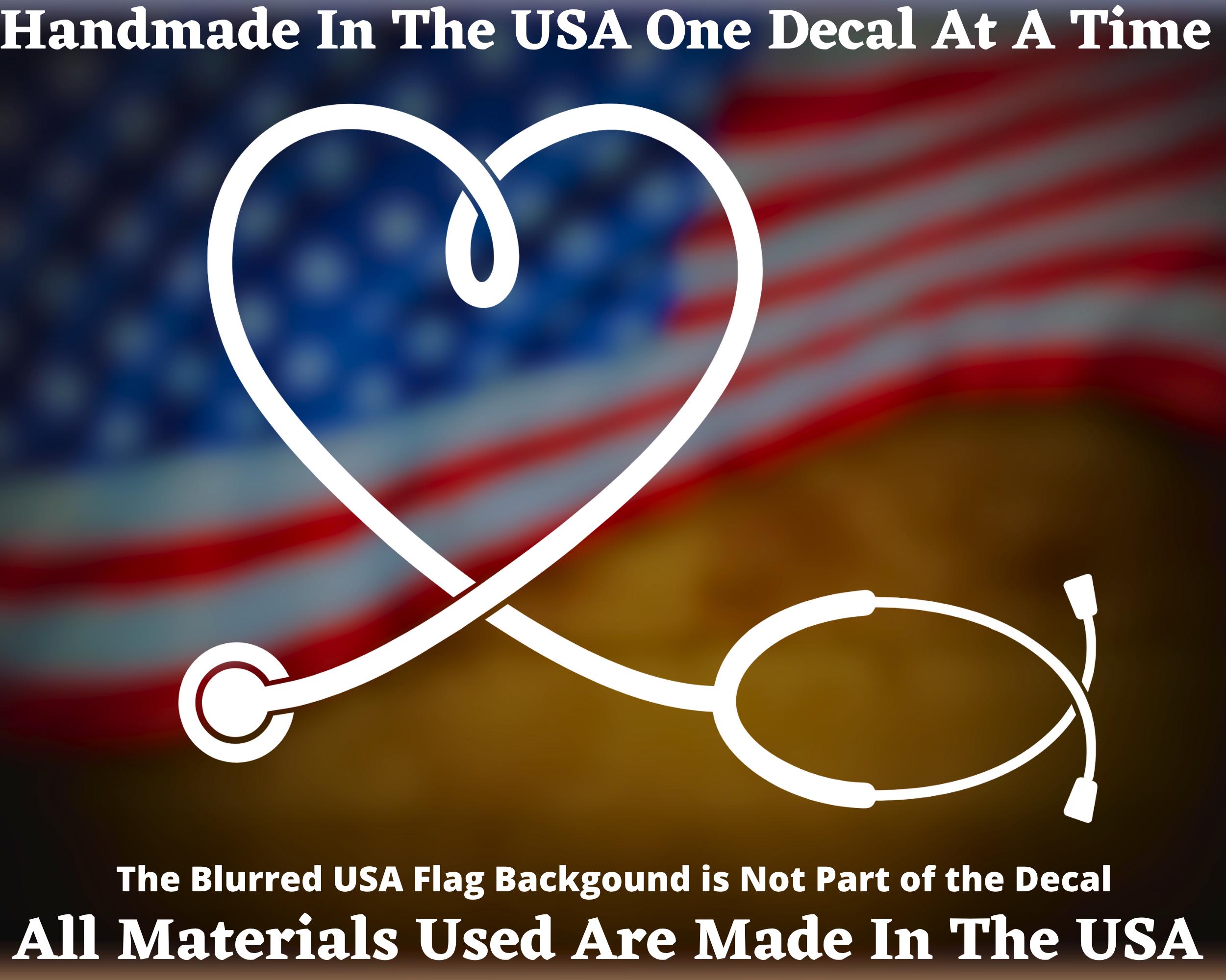 Heart Shaped Stethoscope For Nurse Vinyl Decal Car Truck Van Window Nursing Decal Made In America One Decal At A Time