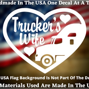 Truckers Wife in Heart Vinyl Decal For Car Truck Van Window or Bumper Sticker USA Seller