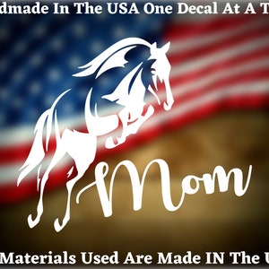 Horse Mom Car Truck Van Window or Bumper Sticker Vinyl Decal USA Seller Made In America