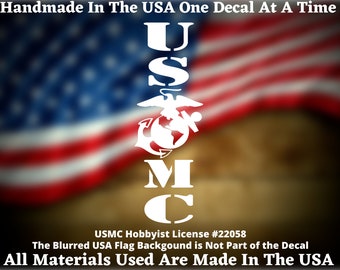 United States Marine Corps Eagle Globe Anchor Vertical Vinyl Car Decal Decals USMC Semper Fi Bumper Sticker USA Seller
