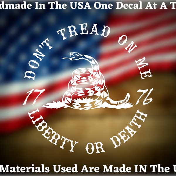 Don't Tread On Me Liberty Or Death 1776 Gadsden Snake Flag Car Truck Van Window or Bumper Sticker Vinyl Decal USA Seller