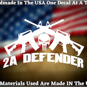 2nd Amendment Defender 2A Defender Car Truck Van Window or Bumper Sticker Vinyl Decal USA Seller Made In America