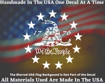 We The People Circle of Stars 1776 Gadsden Snake vinyl decal 2nd Amendment Car Truck Van Window or Bumper Sticker Vinyl Decal USA Seller