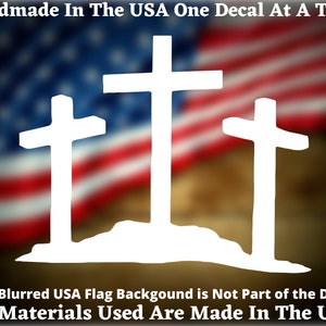 Three Christian Crosses Religious Car Truck Van Window or Bumper Sticker Vinyl Decal USA Seller Made In America