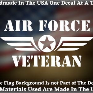 Air Force Veteran Wings Vinyl Decal For Car Truck Van Window or Bumper Sticker Handmade In America For Veterans