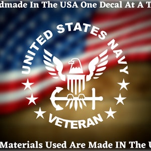 United States Navy Veteran Car Truck Van Window or Bumper Sticker Vinyl Decal USA Seller Made In America