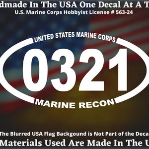 Custom USMC 0321 Marine Recon MOS Vinyl Decal For Car Truck Van Window Decal Sticker Marine Corp