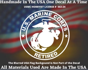 US Marine Corps Retired EGA #2 Vinyl Decal For Car Truck Van Window or Bumper Sticker Hand Made In The USA