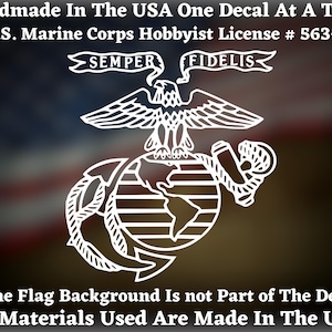 Semper Fidelis Marine Corps Eagle Globe and Anchor Die Cut Vinyl Decal Bumper Sticker Made In The USA USA Seller
