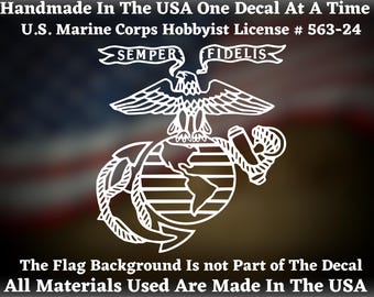 Semper Fidelis Marine Corps Eagle Globe and Anchor Die Cut Vinyl Decal Bumper Sticker Made In The USA USA Seller
