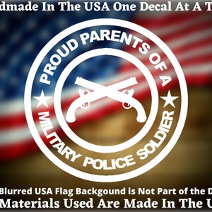 Proud Parents Of A Military Police Soldier Car Truck Van Window or Bumper Sticker Vinyl Decal USA Seller Made In America