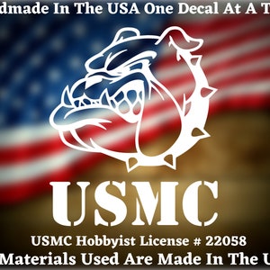 US Marine Corps USMC Bulldog Chesty Head Car Truck Van Window Decal or Bumper Sticker Vinyl Decal Made In America