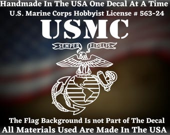 USMC Semper Fidelis Marine Corps Eagle Globe and Anchor Die Cut Vinyl Decal Bumper Sticker Made In The USA USA Seller