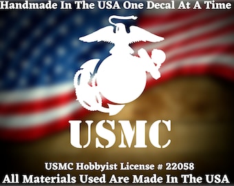 USMC U.S. Marine Corps Eagle Globe and Anchor EGA  Die Cut Vinyl Decal Bumper Sticker  Made In America