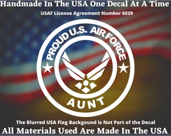 Proud U.S Air Force Aunt Vinyl Decal For Car Truck Van Window or Bumper Sticker, Navy Gift Made In America
