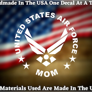 United States Air Force Mom Car Truck Van Window or Bumper Sticker Vinyl Decal USA Seller Made In America