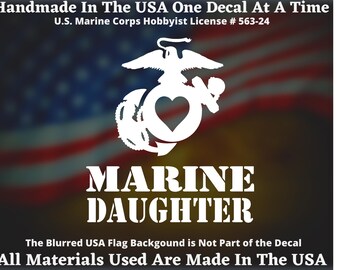 Marine Daughter EGA with Heart USMC Custom Car Truck Van Window or Bumper Sticker Vinyl Decal