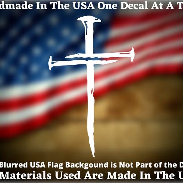 Christian Cross Three Nails Vinyl Decal/Sticker For Car Truck Van Window or Bumper Sticker USA Seller Made In America