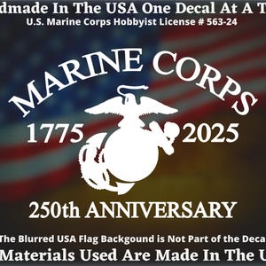 Marine Corps 250th Anniversary Vinyl Car Decal USMC Semper Fi Bumper Sticker USA Seller