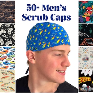 Surgical Scrub Caps for Men and Women, Tie Back Scrub Hats, Unisex Skull Caps, Surgical Hats for Men, Sunshine Caps Co.