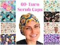 Euro Scrub Caps, Surgical Scrub Hats, Optional Satin Lining and Buttons, 100% Cotton, European Scrub Cap w/ Toggle, Sunshine Caps Co.