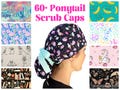 Ponytail Scrub Cap: Surgical Nurse Hat with Optional Satin Lining