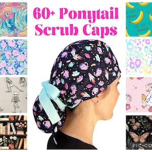 Ponytail Scrub Cap: Surgical Nurse Hat with Optional Satin Lining