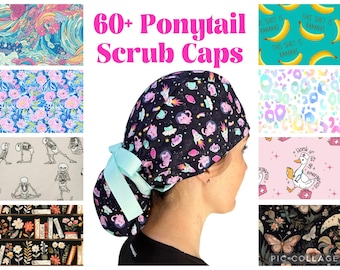 Pferdeschwanz Scrub Cap: Chirurgische Krankenschwester Hut mit Optionalem Satin Futter