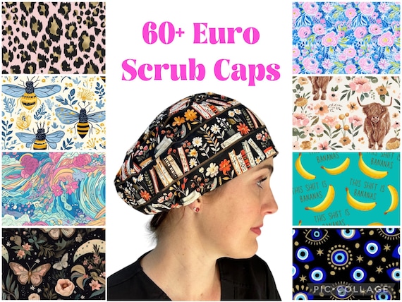 Euro Scrub Cap: 100% Cotton Surgical Hat for Women with Optional Satin Lining, Sunshine Caps Co.