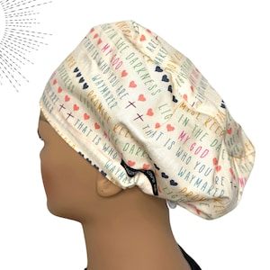 My God Waymaker Euro Scrub Cap. Optional Satin Lining, Christian Scrub Hat, Miracle Worker, European Scrub Cap with Cordlock, 100% Cotton