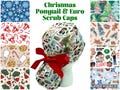 Christmas Scrub Cap: Ponytail or Euro Style, Cotton Scrub Hat