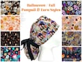 Fall, Autumn, Halloween Ponytail or Euro Scrub Caps for Women. Satin Lining Optional, Scrub Hats for Long Hair, Sunshine Caps Co.