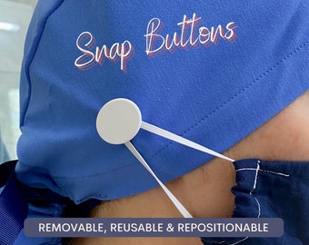 Snap Buttons, Mask Snaps, Ear Saver Buttons, Mask Snaps for Scrub Caps, Reusable, Easy to Reposition! Scrub Hat Buttons