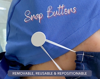 Snap Buttons, Mask Snaps, Ear Saver Buttons, Mask Snaps for Scrub Caps, Reusable, Easy to Reposition! Scrub Hat Buttons