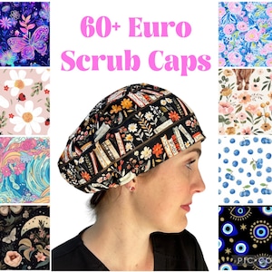 Euro Scrub Caps, Surgical Scrub Hats, Optional Satin Lining and Buttons, 100% Cotton, European Scrub Cap w/ Toggle, Sunshine Caps Co.