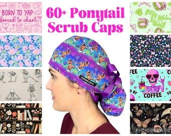 Gorro quirúrgico con coleta: gorro de enfermera quirúrgica con forro de satén opcional.