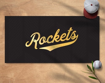 Sport Team Handtuch / Personalisiertes Handtuch / Sporttuch / Strandtuch / personalisiertes Handtuch / Personalisiertes Teamhandtuch / Geschenktuch / Grunge Gold