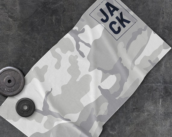 Camo Workout Towel ~Personalised Training Towel ~Customised Sports Gym Towel ~Camo Style Exercise Workout Towel ~Gym and Graduation Gift