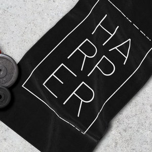 Black Gym Towel ~Minimalist Design Gym Towel ~Personalised Gym Towel ~Workout Towel ~Sweat Towel ~Yoga Towel~Gym Towel with Name~Best Seller
