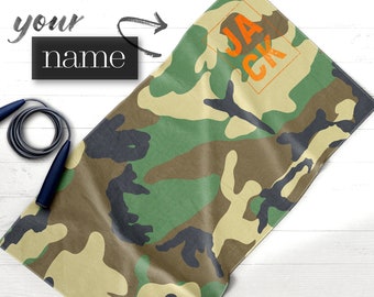 Camo Gym Towel ~Personalised Gym Towel ~Sports Towel ~Customised Gym Towel ~Exercise Towel ~Workout Towel ~Gym Lovers Gift ~Army Gym Towel
