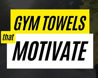 Gym towels that motivate, sport exercise fitness motivation gift with trendy minimalist design ~Black & Yellow gift for him her best friend