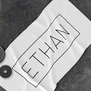 Gym Workout Towel Personalised, Sweat Towel, Custom Gym Towel, Workout Gift in Black & White Design, Top Gym Gifts for men and women