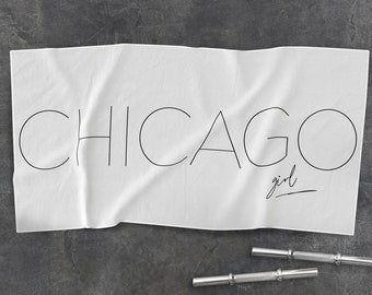 CHICAGO Gym Towel~ USA gymwear~ Minimalist Design workout towel~ Fitness gift~ Girls gym gift~ I love Chicago~ Gym Girl Gift~ USA gym towel